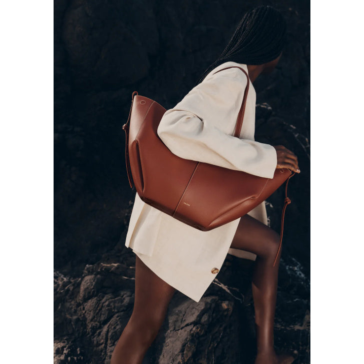 Polene Cyme Tote Bag - Textured Cognac