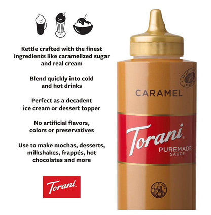 Torani Puremade Caramel, White Chocolate, Dark Chocolate Sauce for Coffee