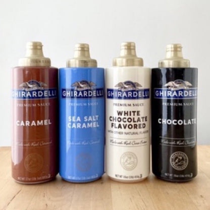 Ghirardelli Professional Premium Sauce Caramel, Dark Chocolate, White Chocolate for Coffee Syrup