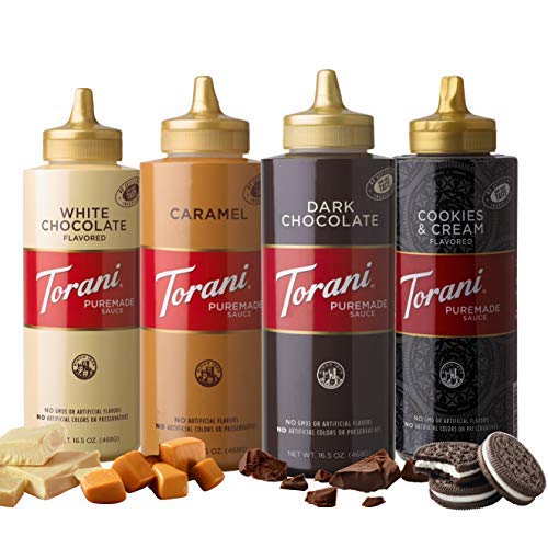 Torani Puremade Caramel, White Chocolate, Dark Chocolate Sauce for Coffee