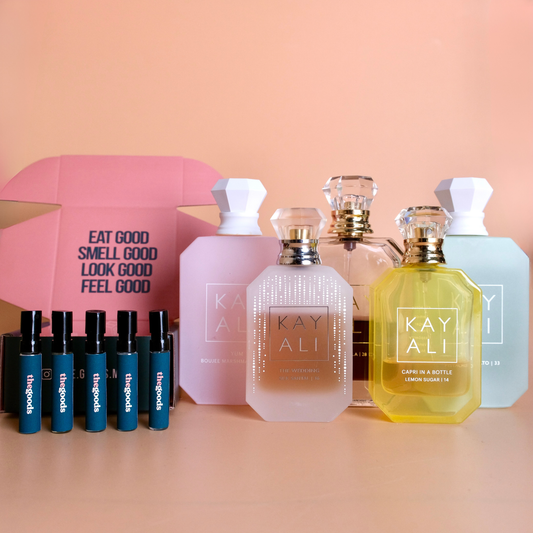 Kayali Perfumes Discovery Set - Boujee Marsh,Capri in a Bottle,Pistachio Gelato,Vanilla 28,Wedding Si