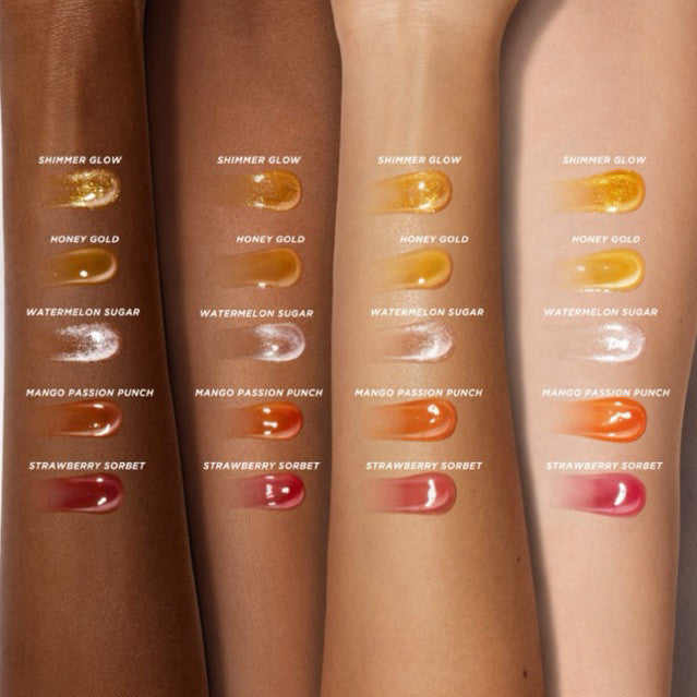 Gisou Honey Infused Lip Oil Gloss - Golden Shimmer, Strawberry, Watermelon, Mango, Coconut