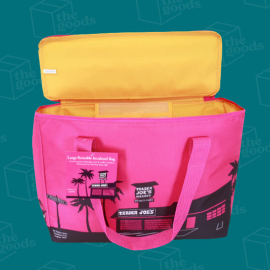 Trader Joe's Large Reusable Insulated Bag, Pink/Yellow