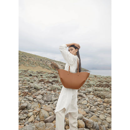 Polene Cyme Tote Bag - Textured Camel